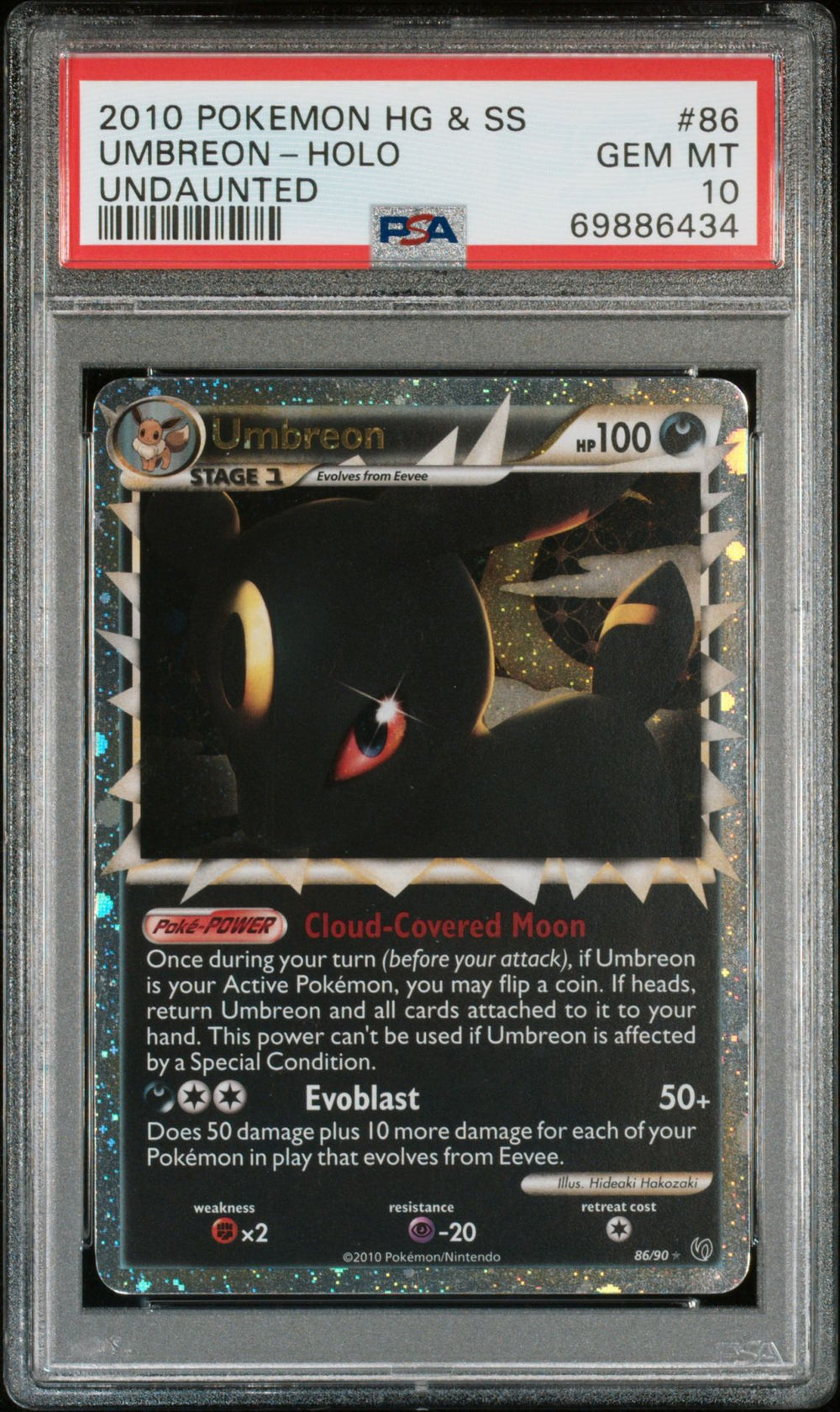 2010 Umbreon Holo #86 · HS Undaunted — PSA 10