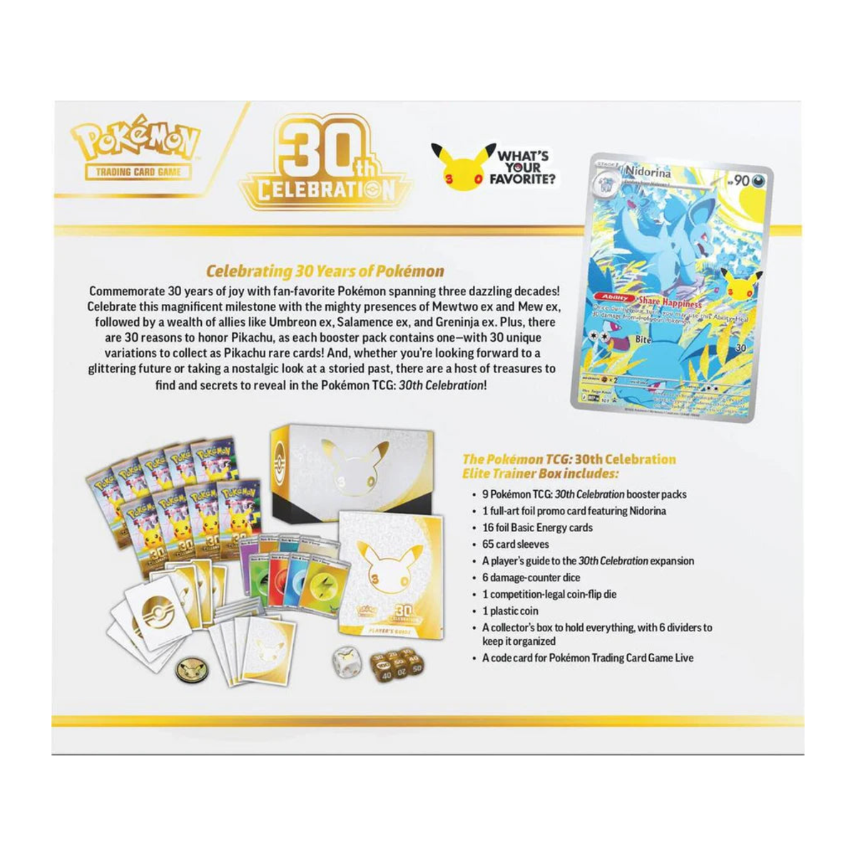 30th Celebration Elite Trainer Box, back and contents