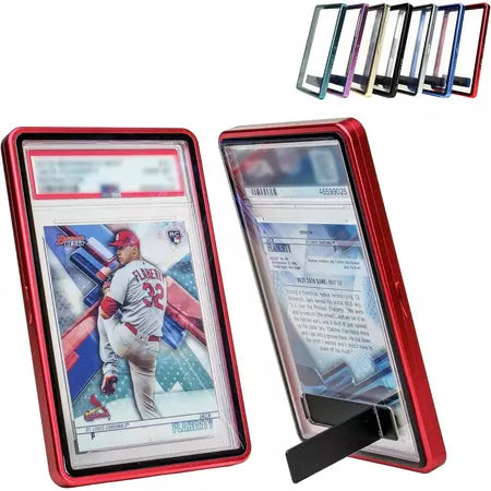 Magnetic metal slab guard with stand, red