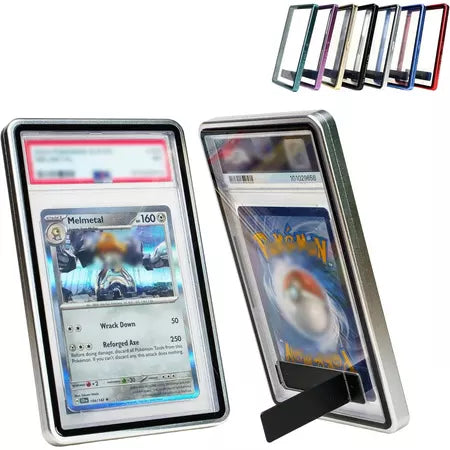 Magnetic metal slab guard with stand, silver