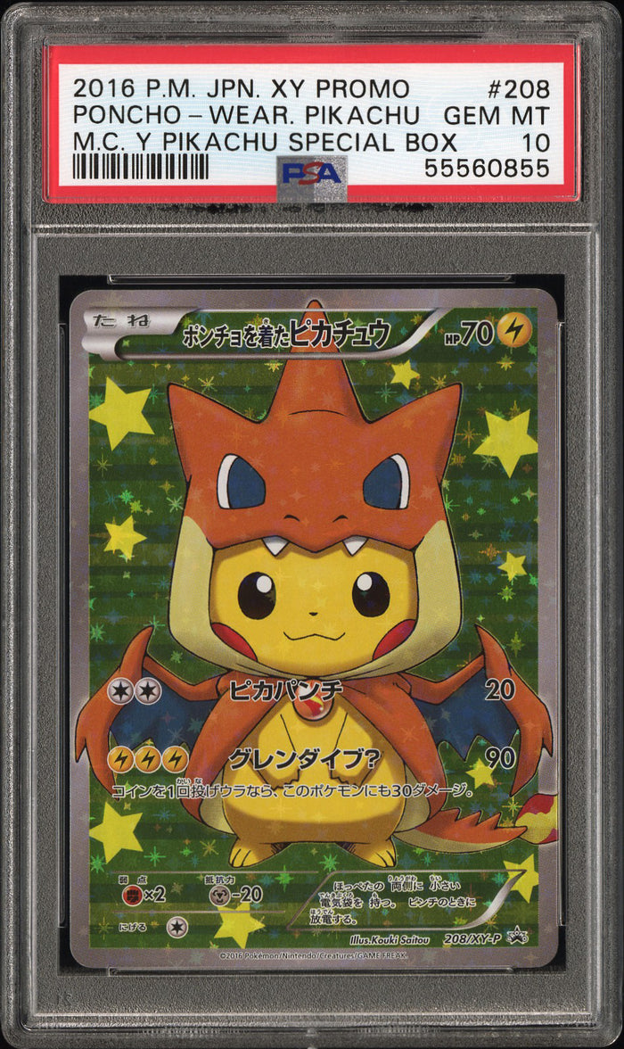 Poncho-Wearing Pikachu (Mega Charizard Y) 208/XY-P — PSA 10