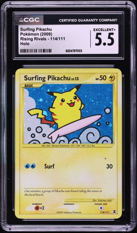 CGC 5.5 Surfing Pikachu Holo, front