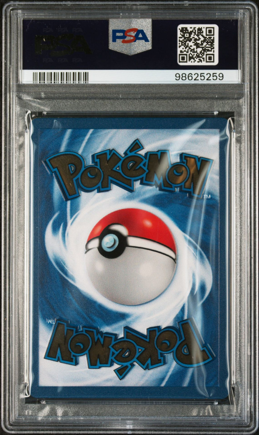 PSA 10 Charizard, back of slab with cert 98625259