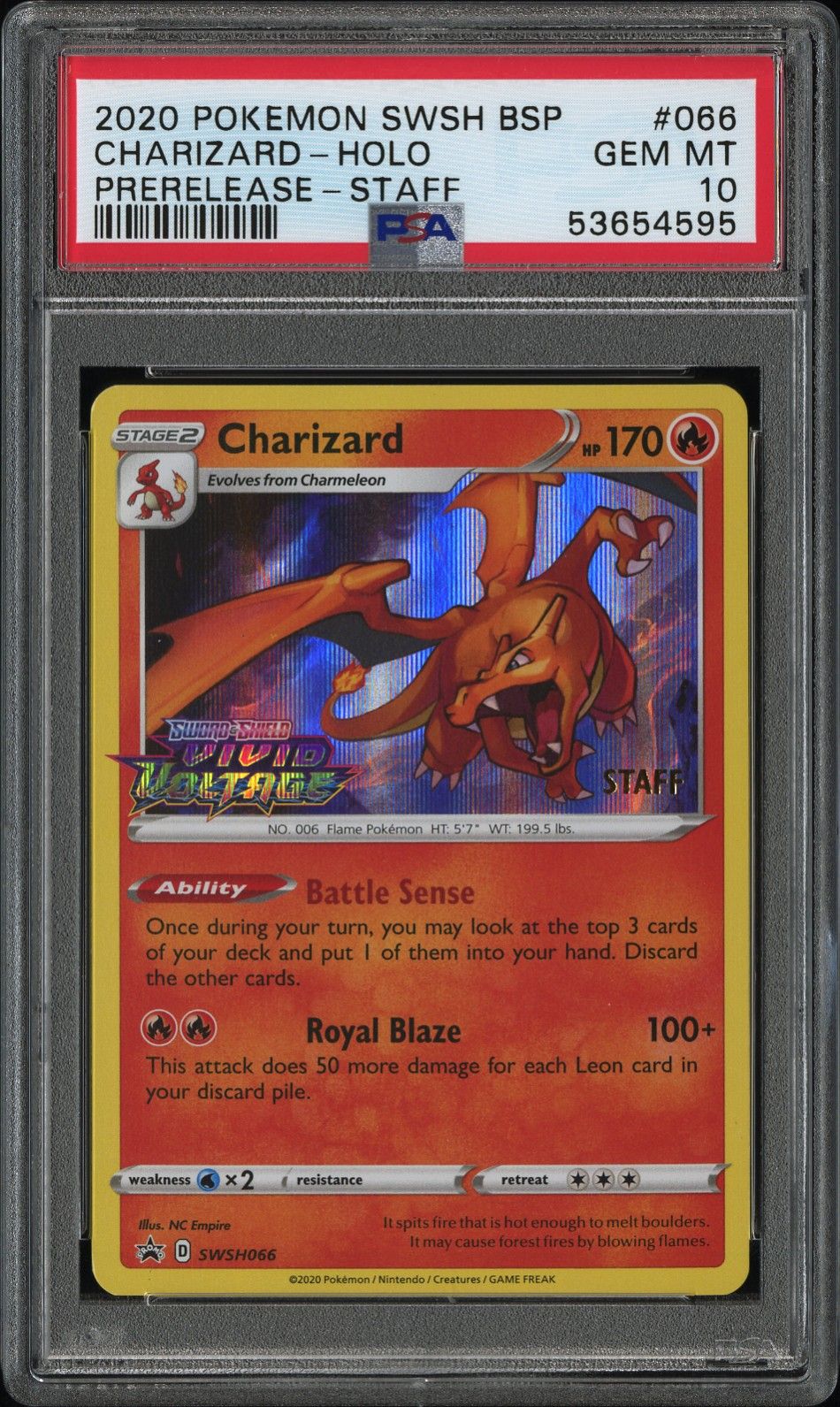 PSA 10 Charizard Holo (Staff Prerelease), front