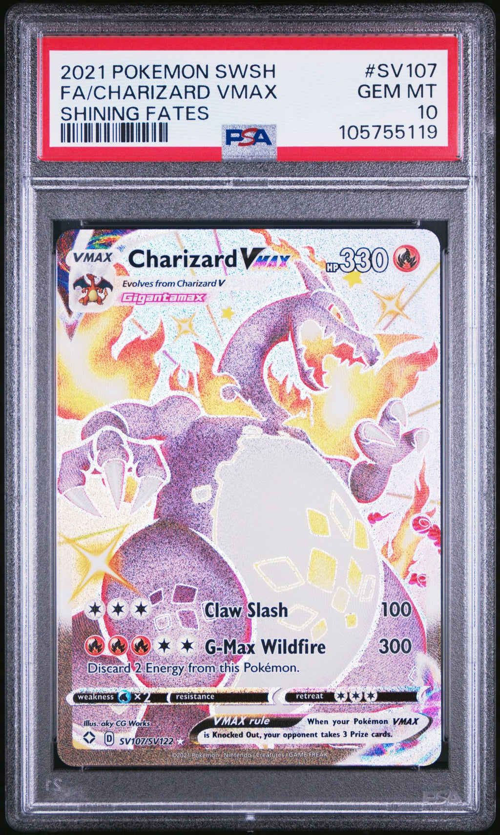 PSA 10 Charizard VMAX (Full Art), front