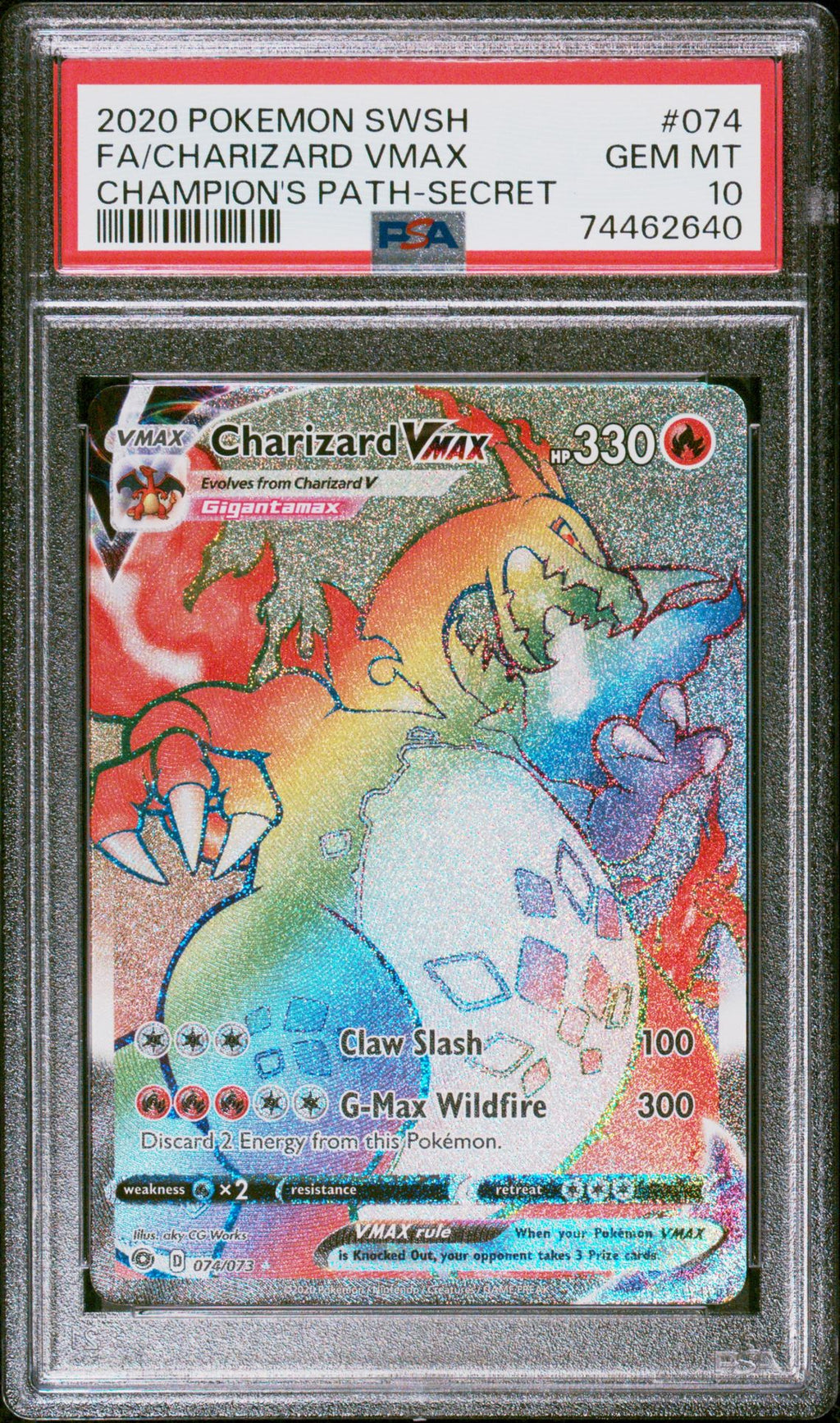 PSA 10 Charizard VMAX (Full Art), front