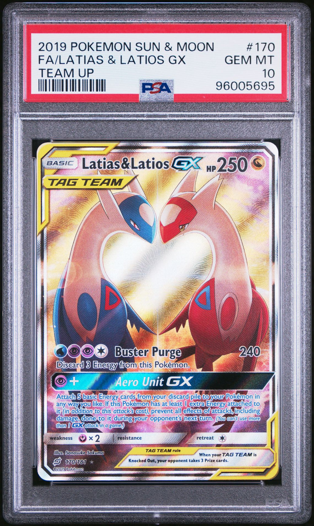 PSA 10 Latias & Latios GX (Full Art), front