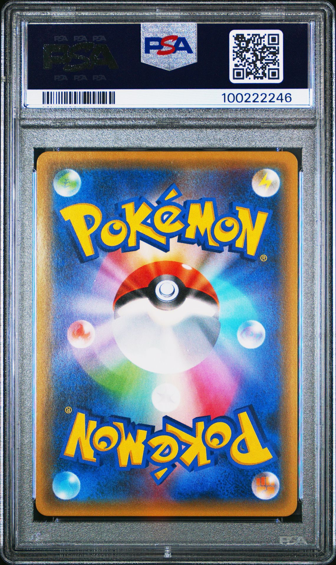 PSA 10 Pikachu, back of slab with cert 100222246