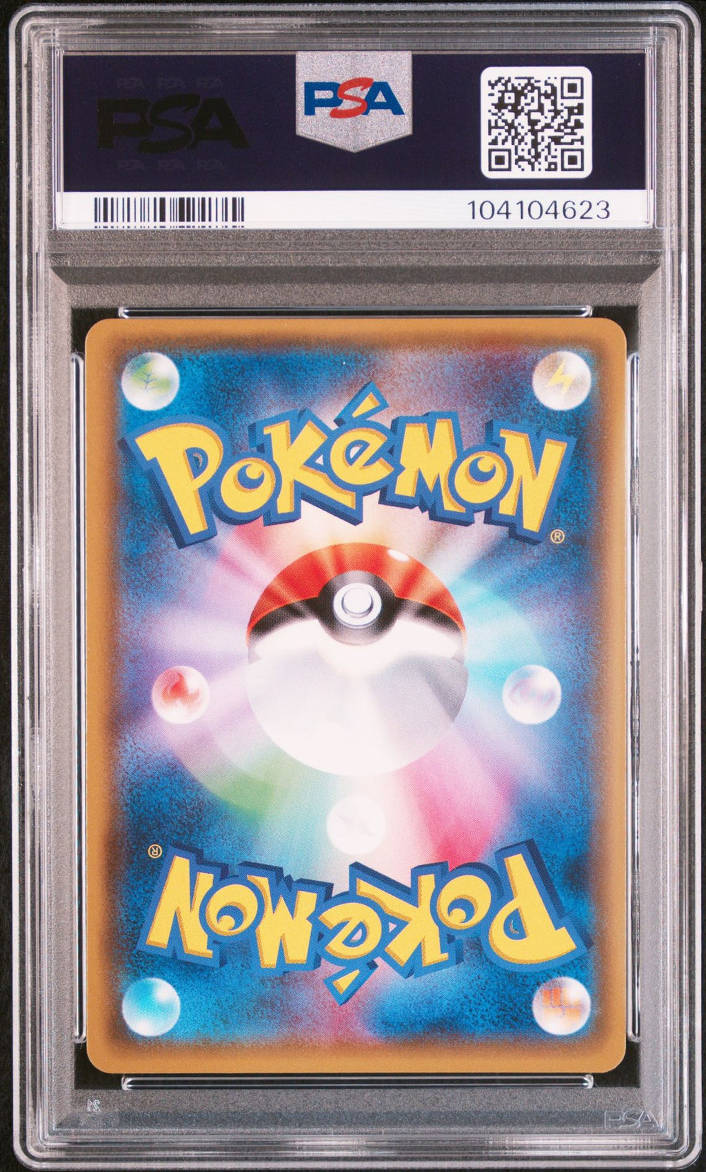 PSA 10 Poncho-wearing Eevee, back of slab with cert 104104623