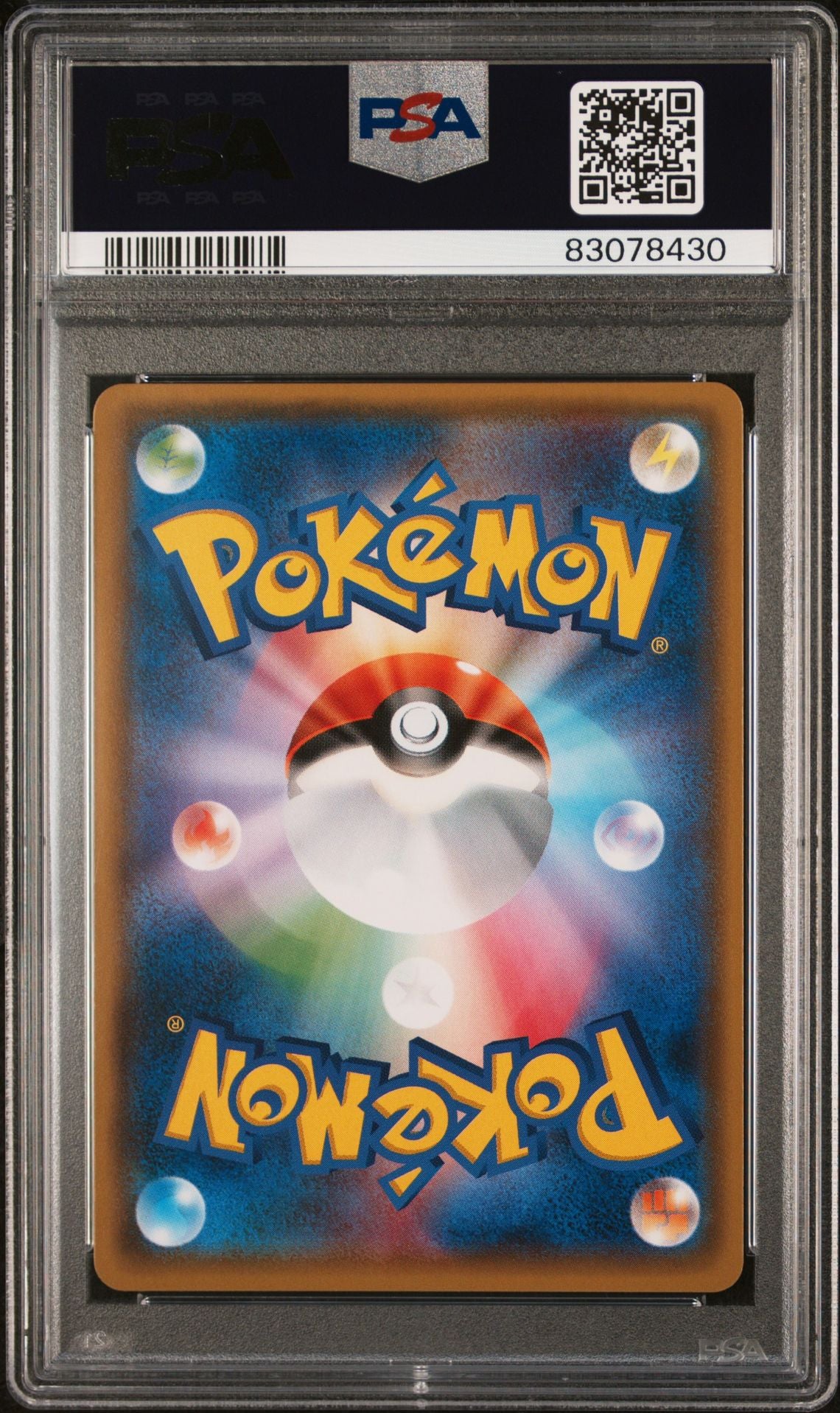 PSA 10 Poncho-wearing Eevee, back of slab with cert 83078430