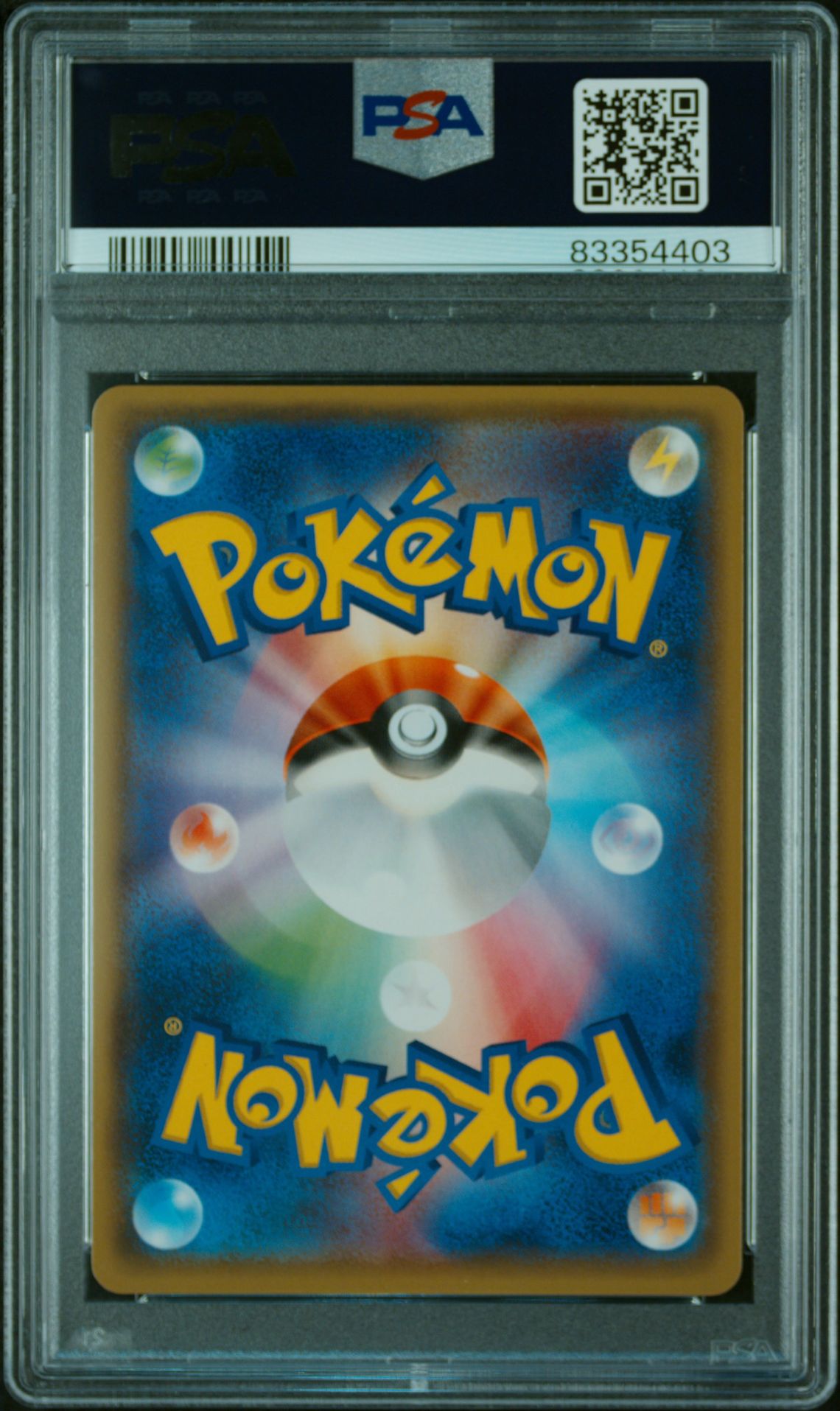PSA 10 Poncho-wearing Eevee, back of slab with cert 83354403