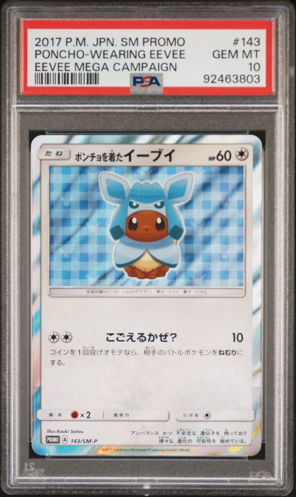 PSA 10 Poncho-wearing Eevee, front