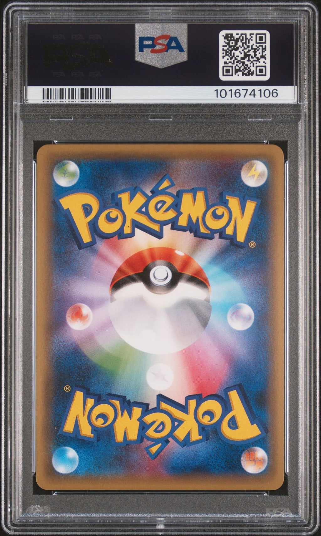 PSA 10 Poncho-wearing Pikachu, back of slab with cert 101674106