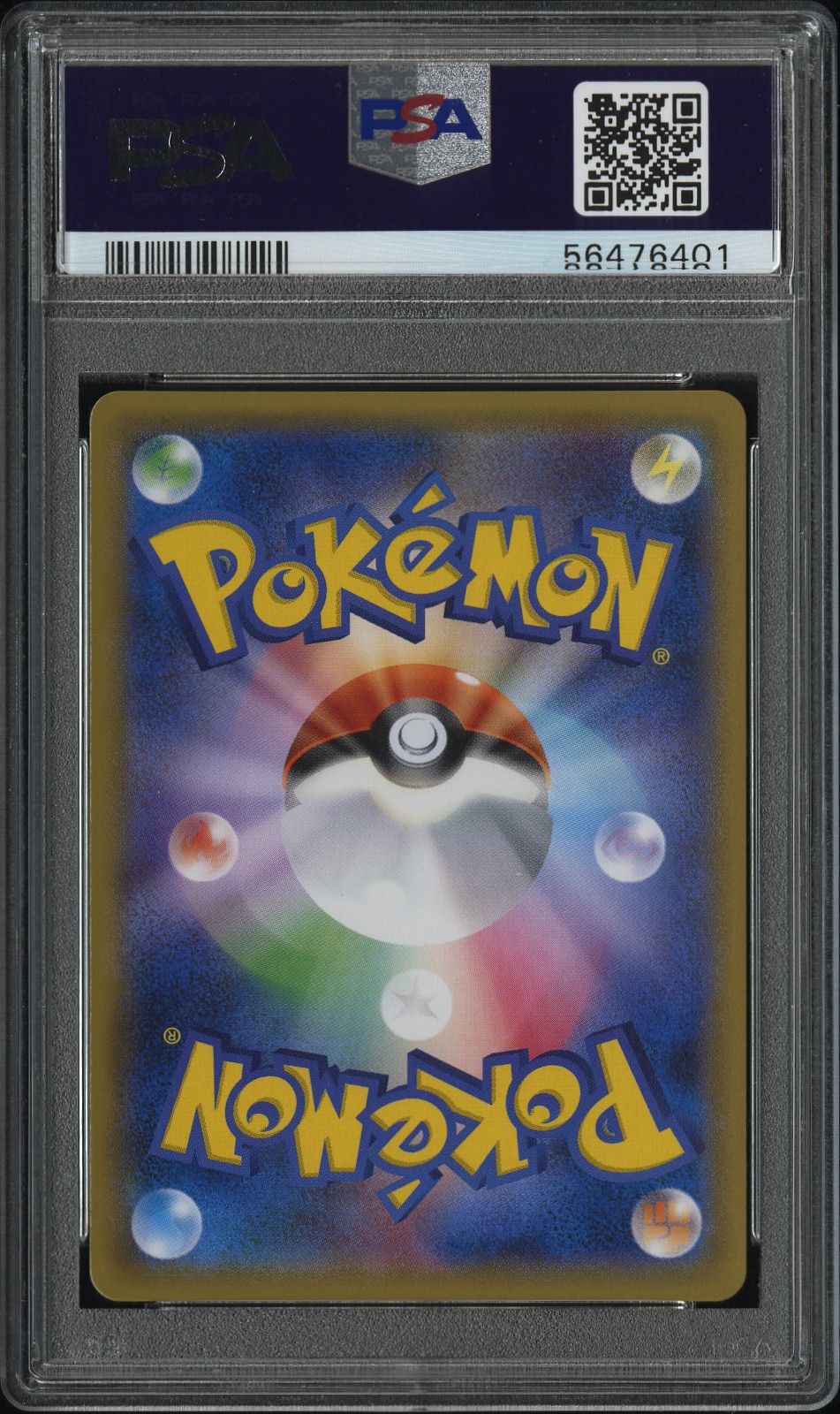 PSA 10 Poncho-wearing Pikachu, back of slab with cert 56476401