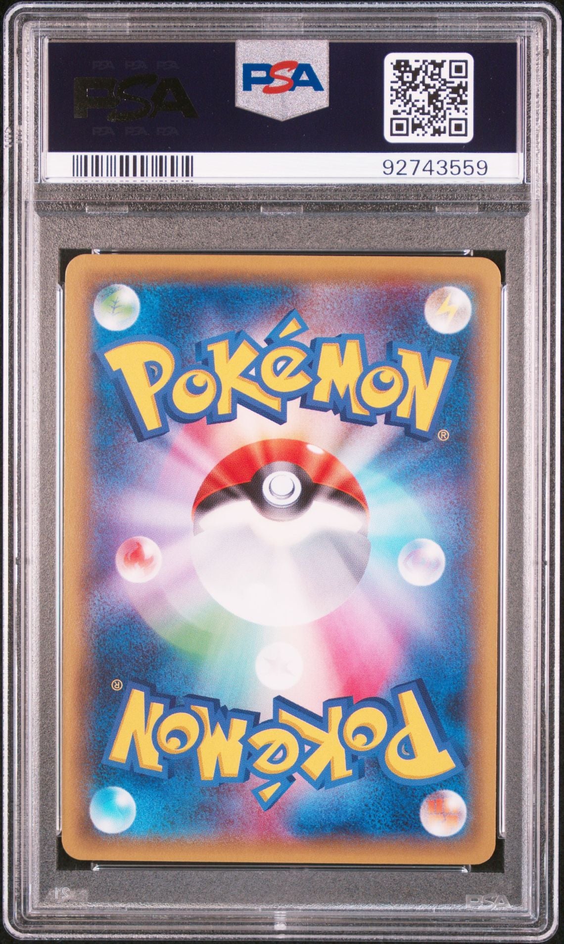 PSA 10 Poncho-wearing Pikachu, back of slab with cert 92743559