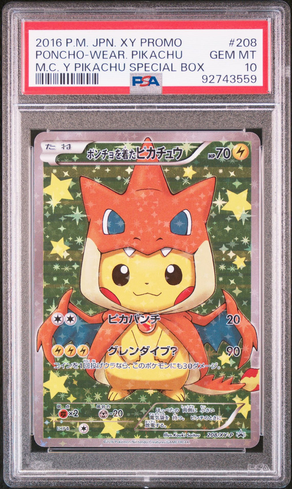 PSA 10 Poncho-wearing Pikachu, front