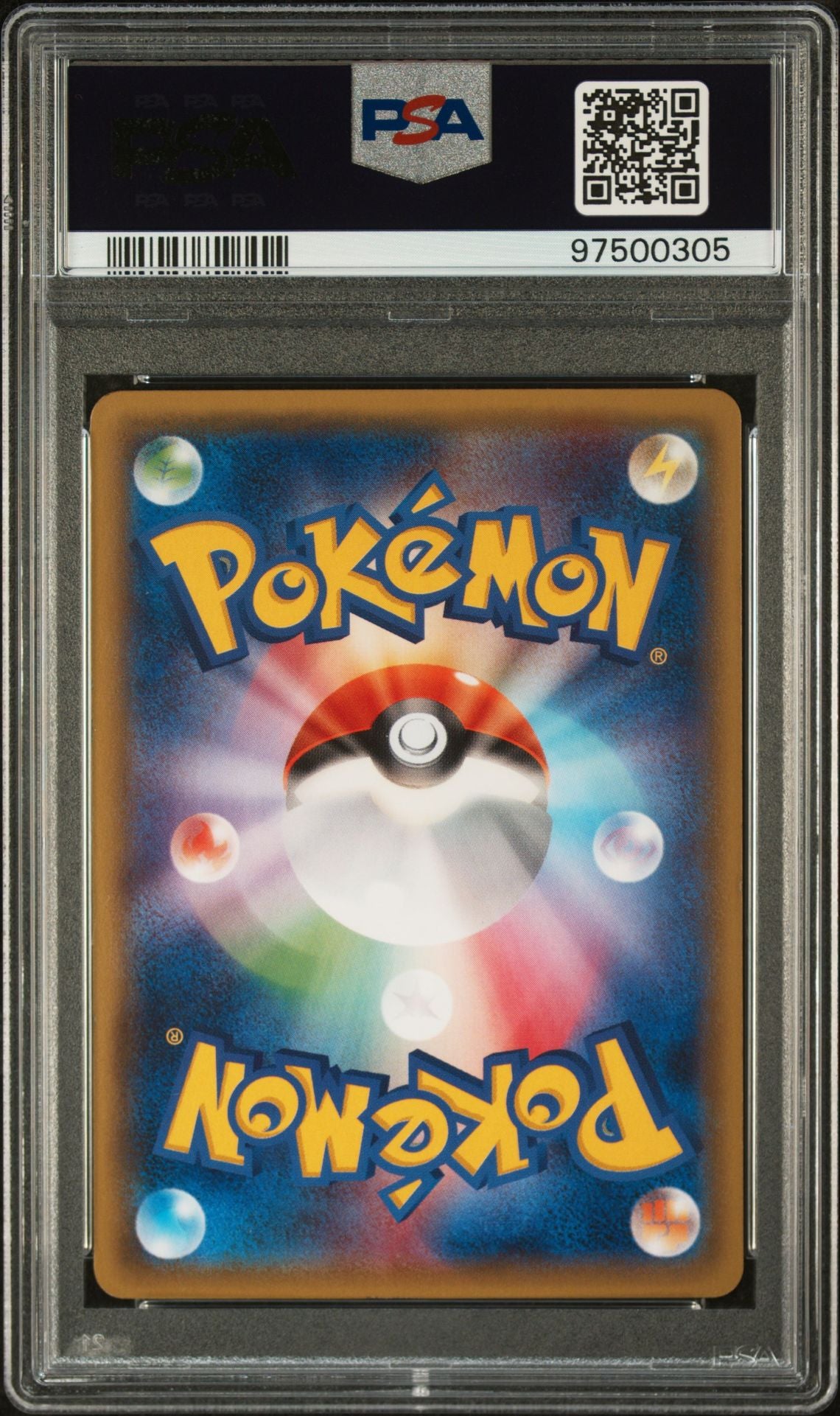 PSA 10 Poncho-wearing Pikachu, back of slab with cert 97500305