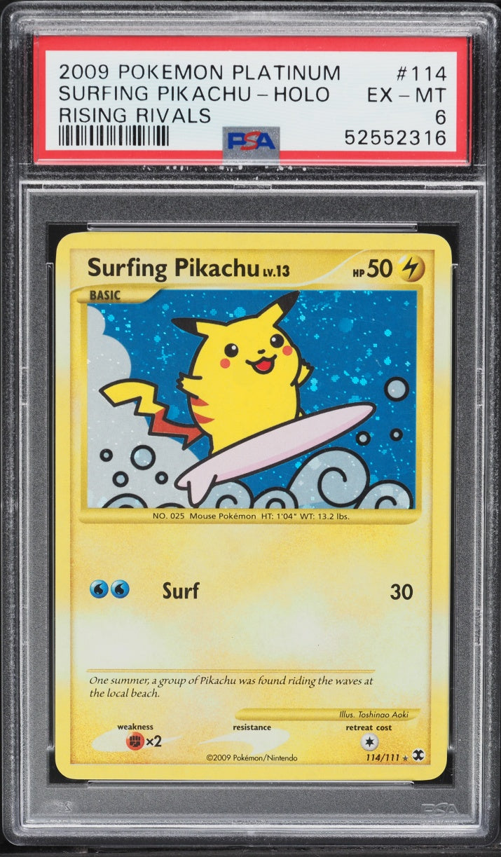 PSA 6 Surfing Pikachu Holo, front