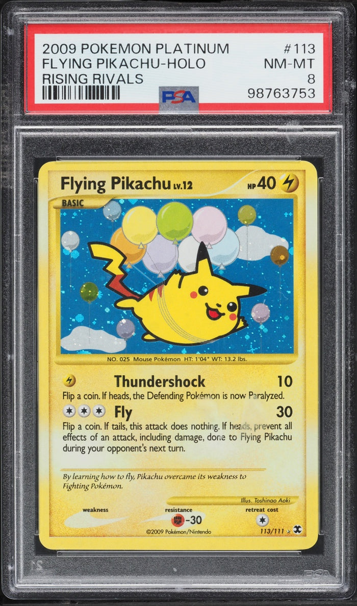 2009 Flying Pikachu Holo #113 · Rising Rivals — PSA 8