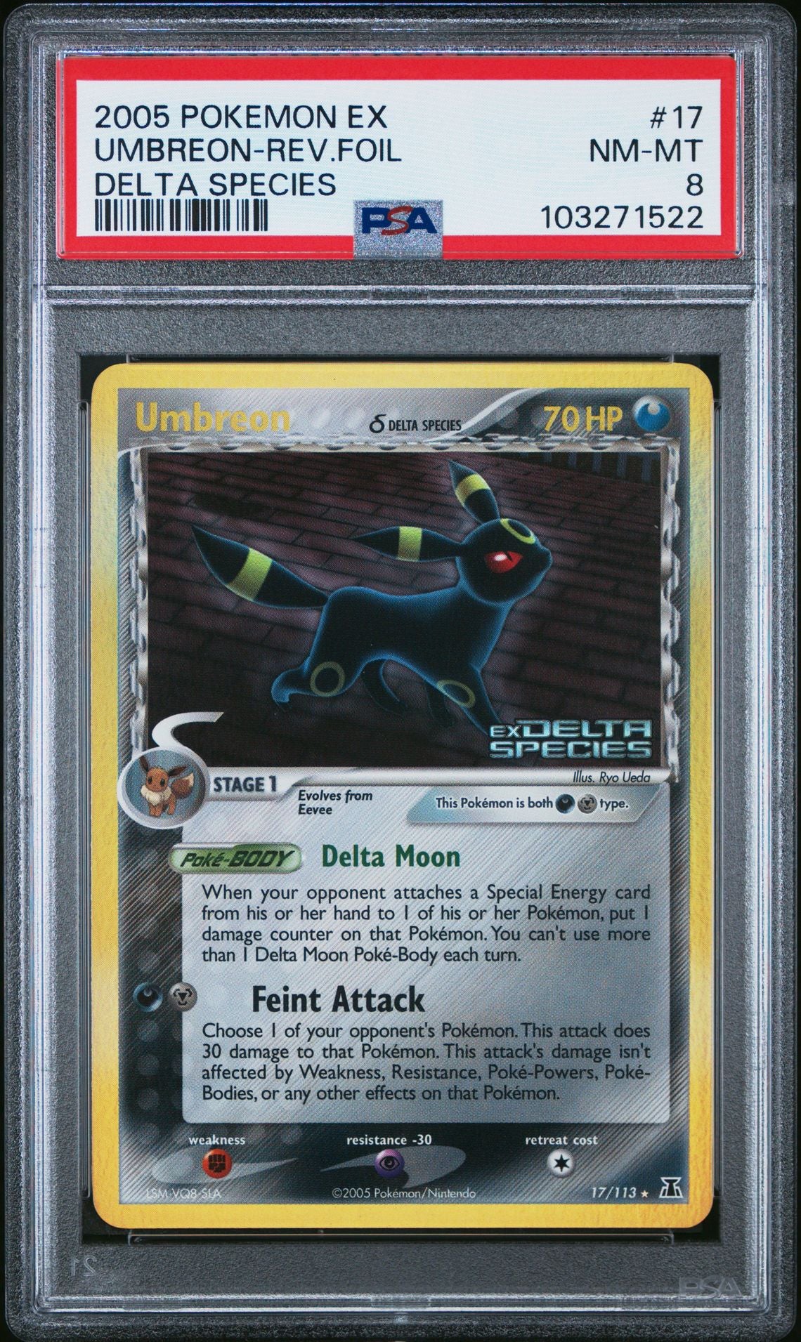 PSA 8 Umbreon Reverse Holo, front